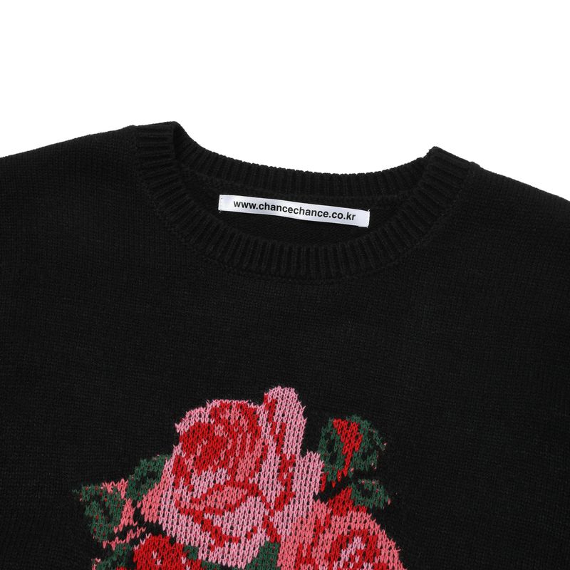 FLOWER KNIT SWEATER(BLACK)