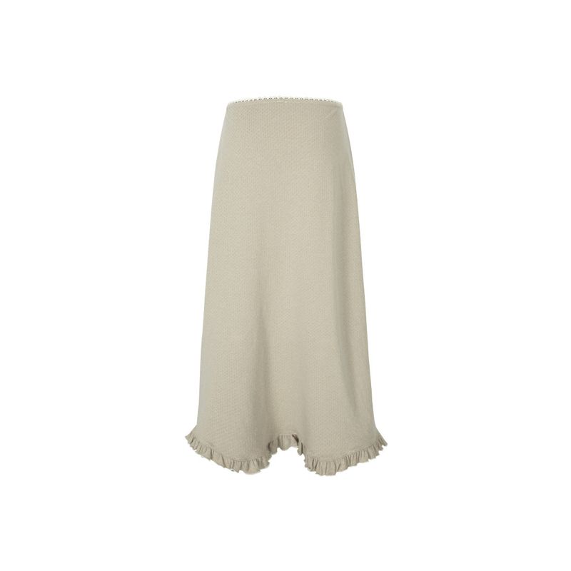 Ruffle long skirts vintage khaki
