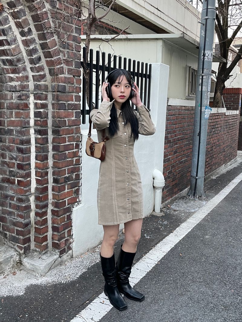 Western collar mini dress