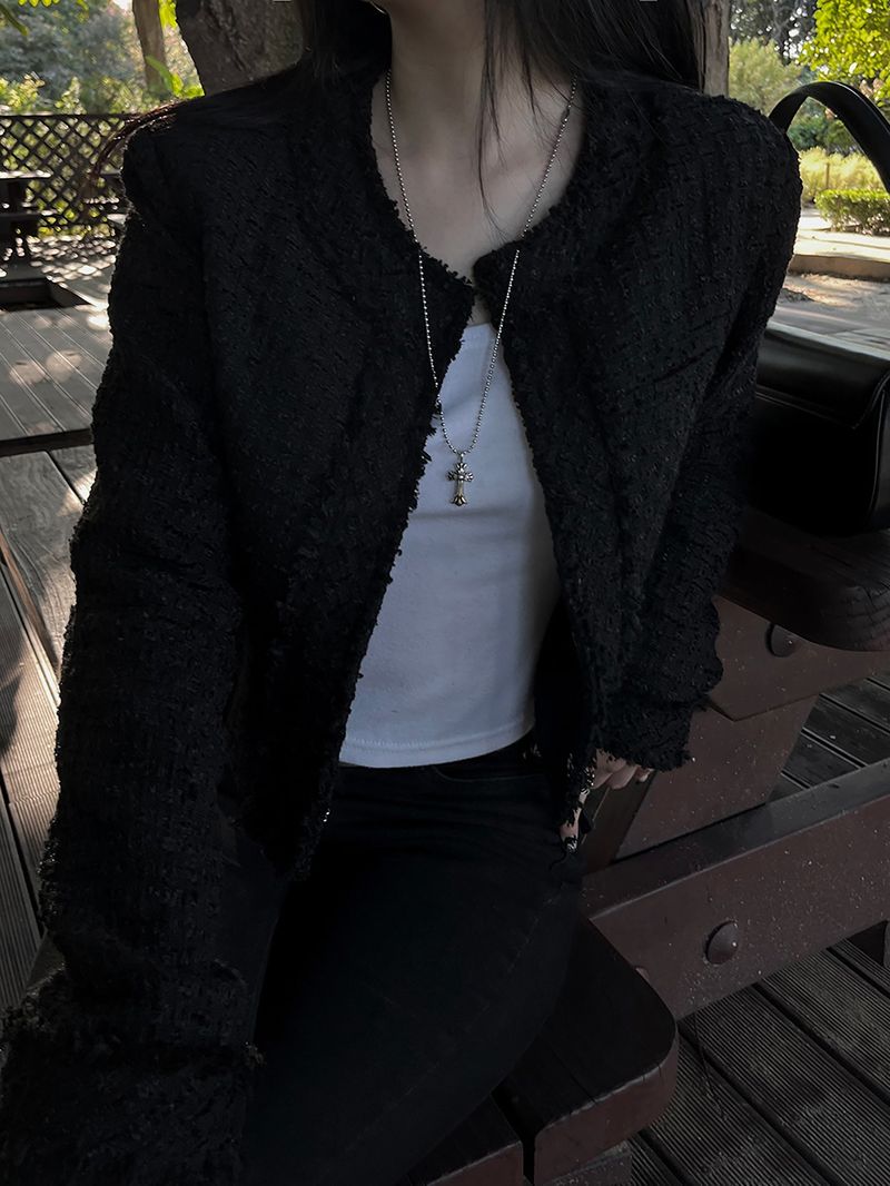 cropped tweed jacket (2color)