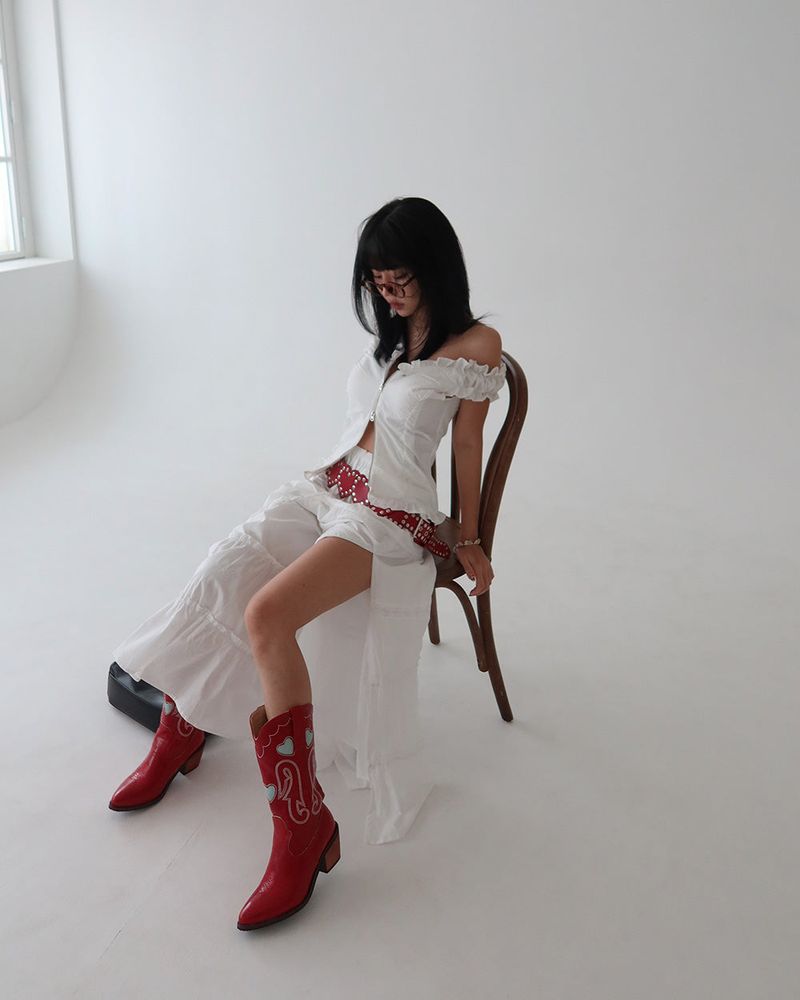 1:1 Custom Order Red Heart Western Boots