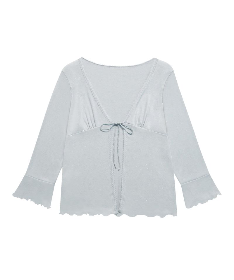 RIBBON GLITTER LACE CARDIGAN SKYBLUE