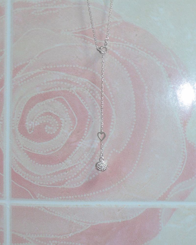 [MADE] lovely rose. long heart chain necklace