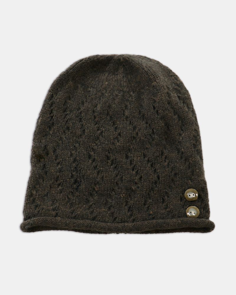 Uon Button Knit Wool Beanie