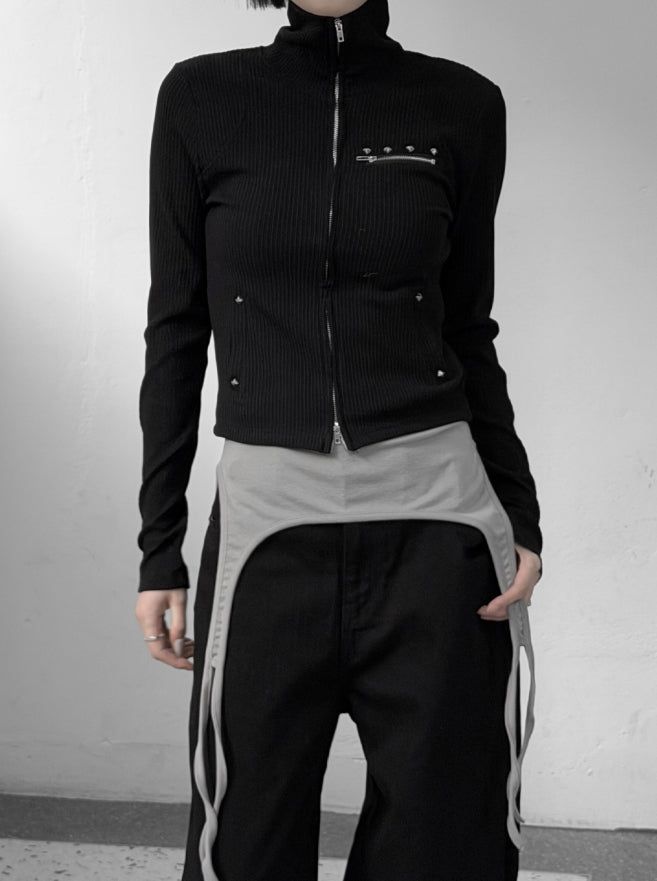 mnem（ムネム）の「Meryl Stud Two-Way Zip-Up（Tops）」