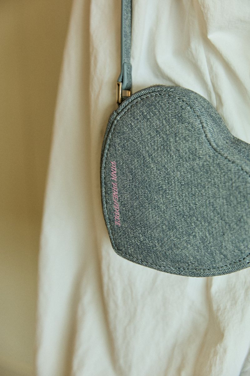 PETITE DENIM HEART BAG
