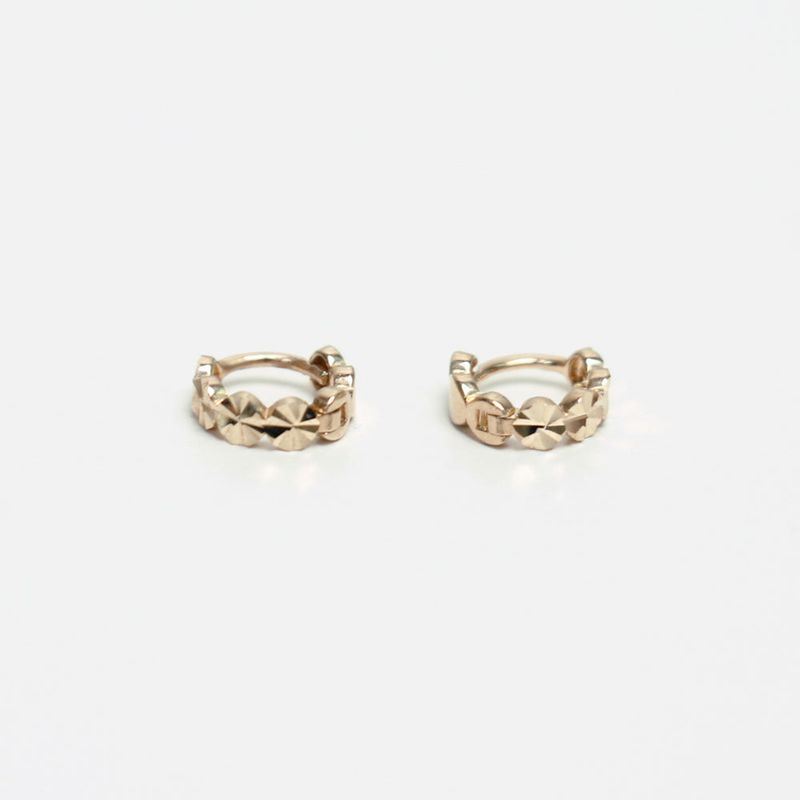 [single earring]14K gold cutting one-touch earring