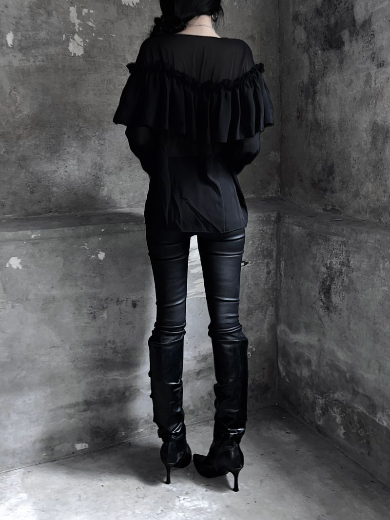black coated bootcut pants