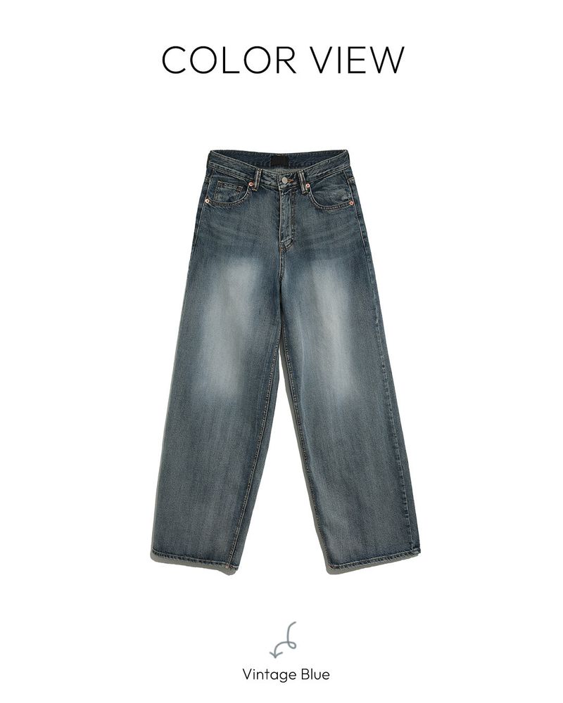Deco wide denim pants