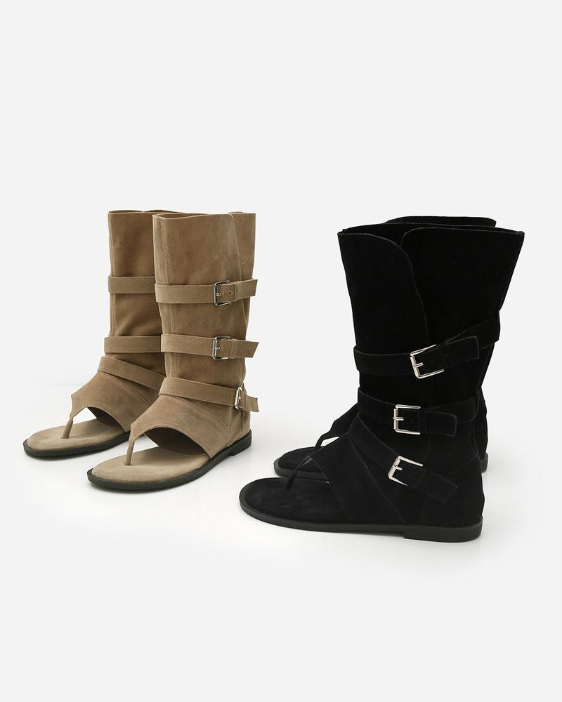 Laviss open-toed long boots