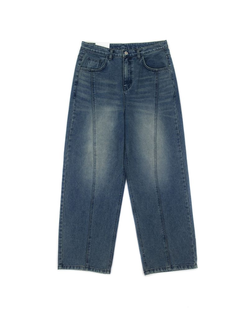 Sleek Curved Denim Pants (2 Colors)