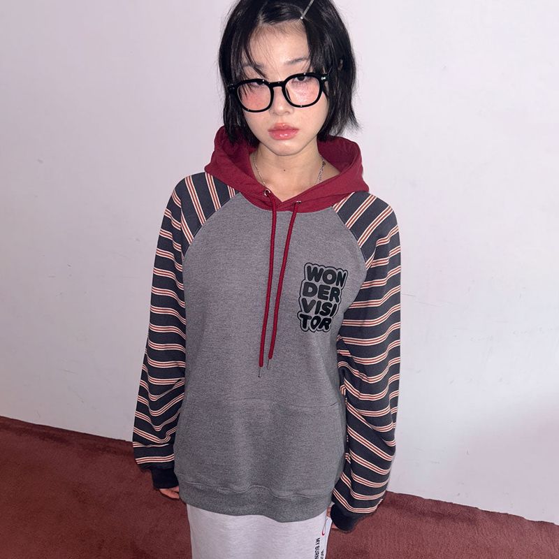 Logo mixed Raglan Hoodie [2 color]