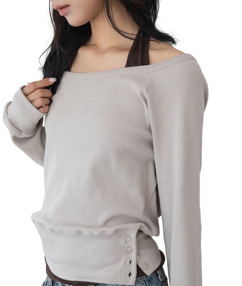 (Set) Wapi Layered Waffle Sweatshirt