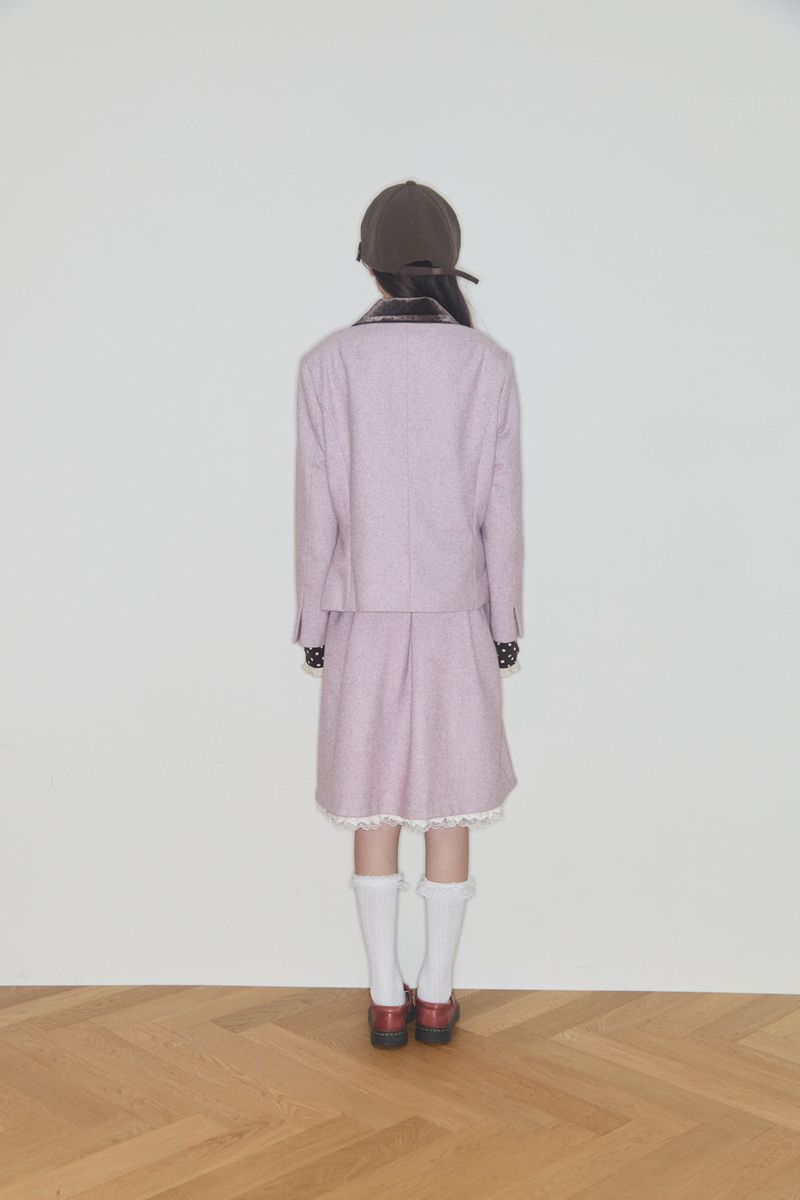 VELVET DOT COLLAR WOOL JACKET (PINK)