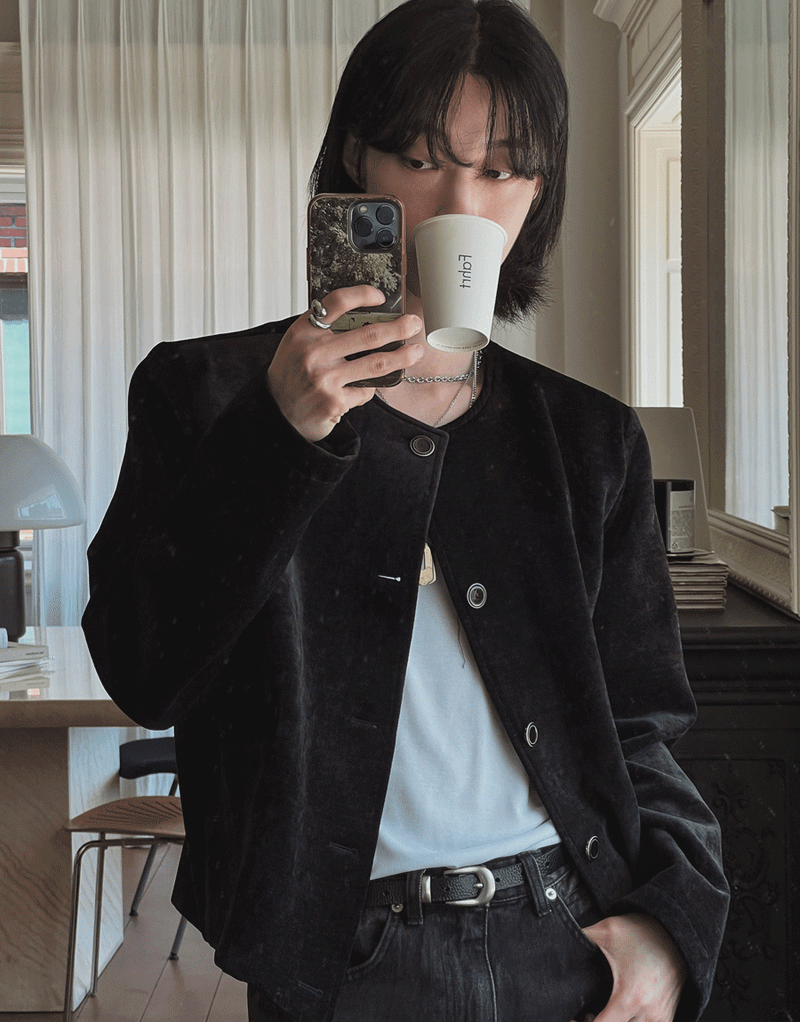 2PLAN（ツープラン）の「ラウンドベルベットクロップジャケット (2 color)（Jackets/Outerwear）」