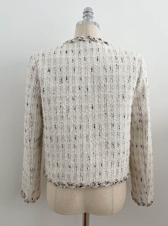 Tiang Round Color Matching Tweed Jacket (Brooch Set)