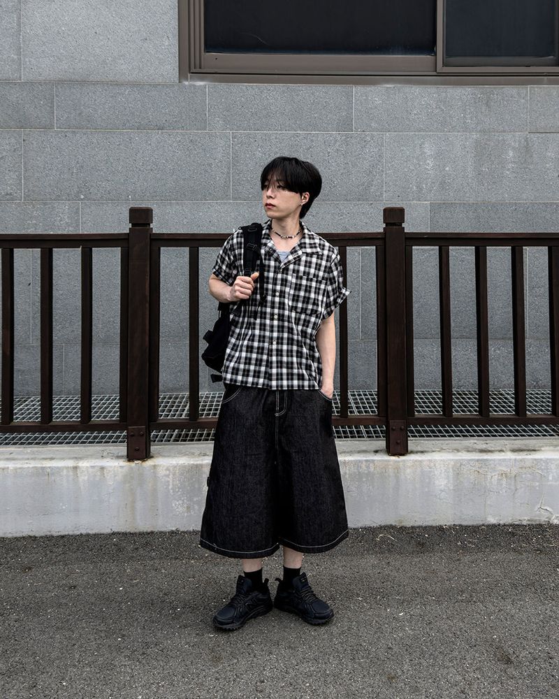 Rendro Square Check Half Shirt