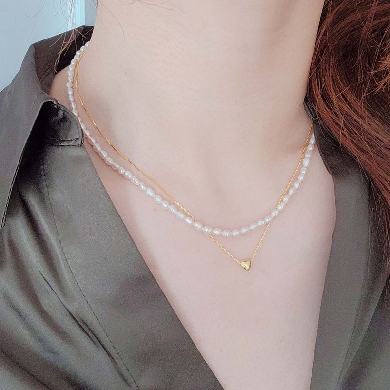 Petit heart pearl necklace (SET)