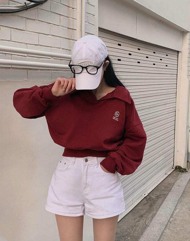 BEIDELLI（ベイデリー）の「[BELLIDE MADE] Collar Cropped Embroidery Sweatshirt（Tops）」