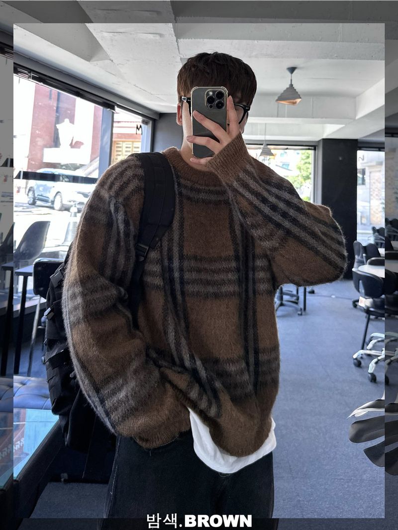maranda check loosefit knit
