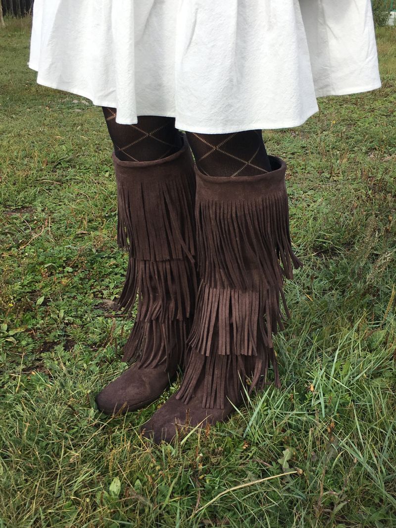 Suede fringe long boots(2color)
