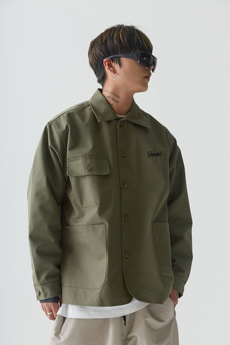 BSRABBIT(ビエスラビット)の「BSR2223FWJK065 LOGO COLLAR COTTON BASIC JACKET KHAKI(Jackets/Outerwear)」