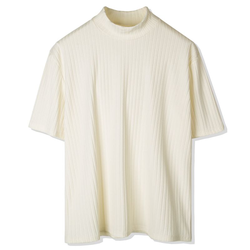 RIB MOCK NECK HALF T-SHIRT IVORY