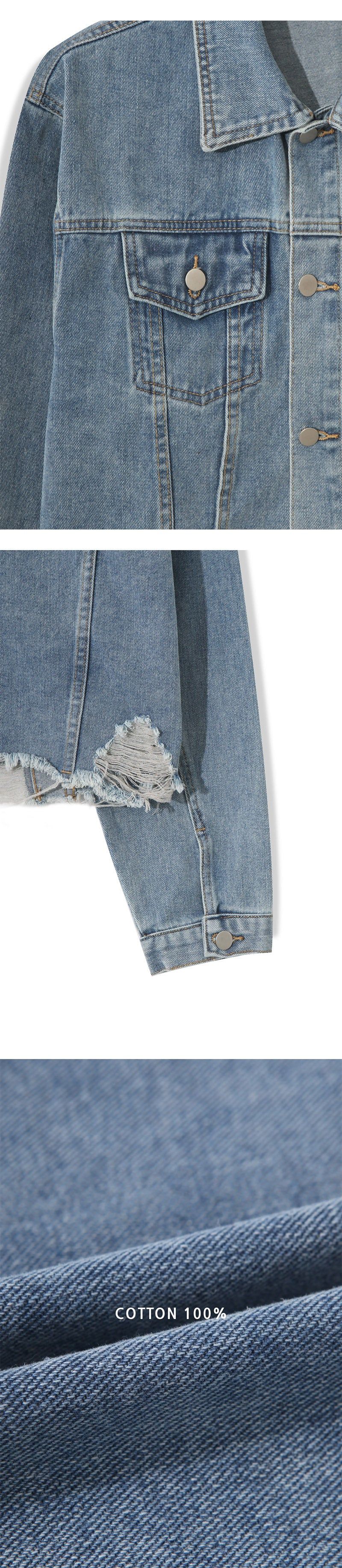 [S/S] Crop damage denim jacket(2color)