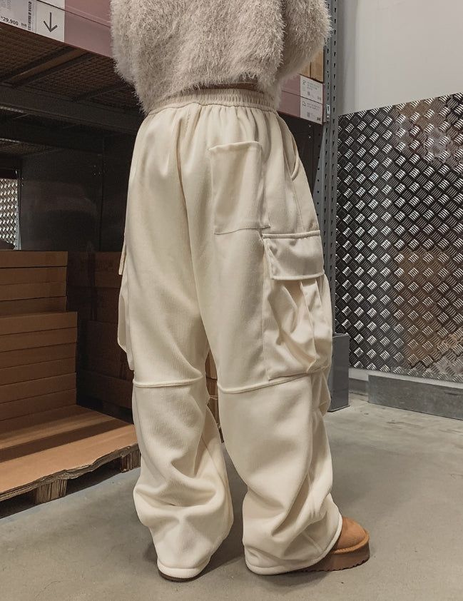 [Mink Brushed] Luxy Two Way Corduroyn Pintuck Cargo Pants