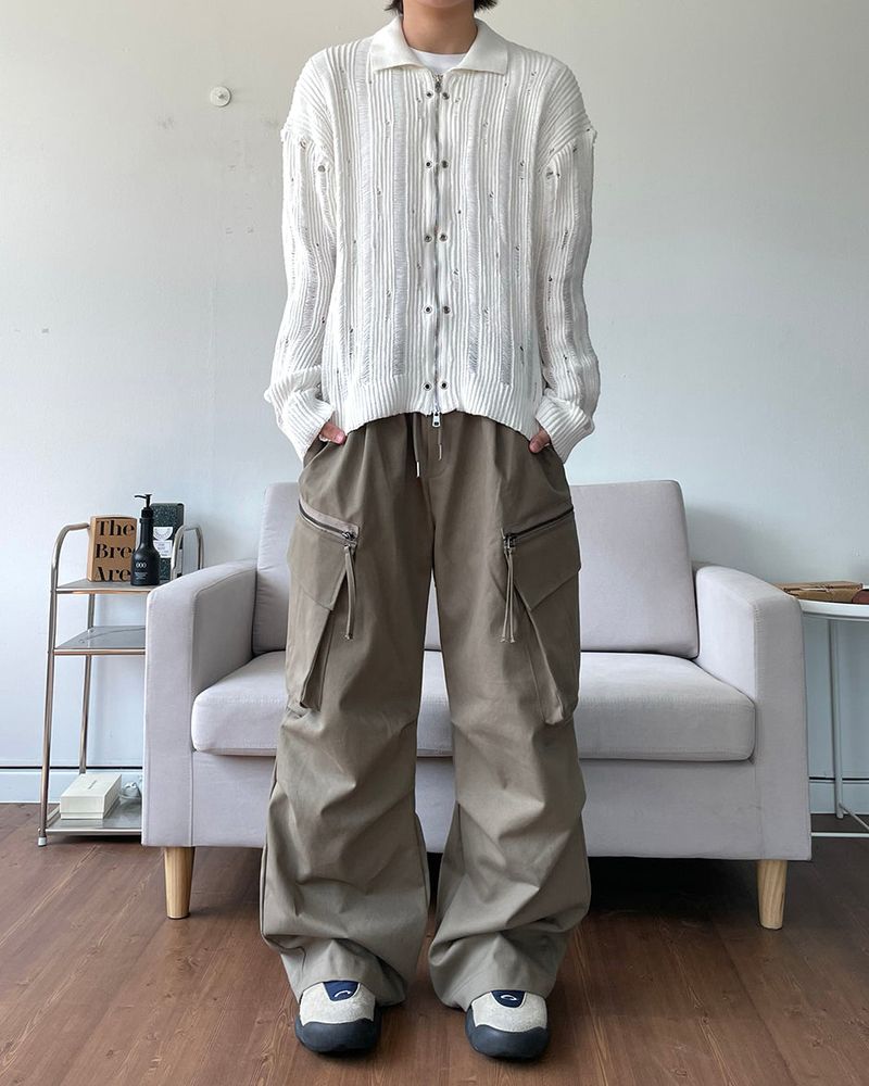 Zipper Big Cargo Cotton Pants
