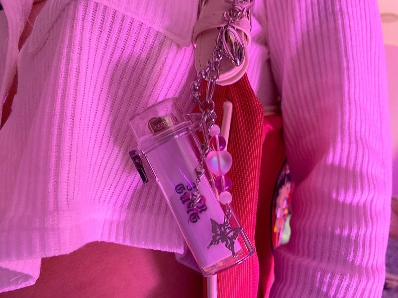 Aurora butterfly lighter case keychain