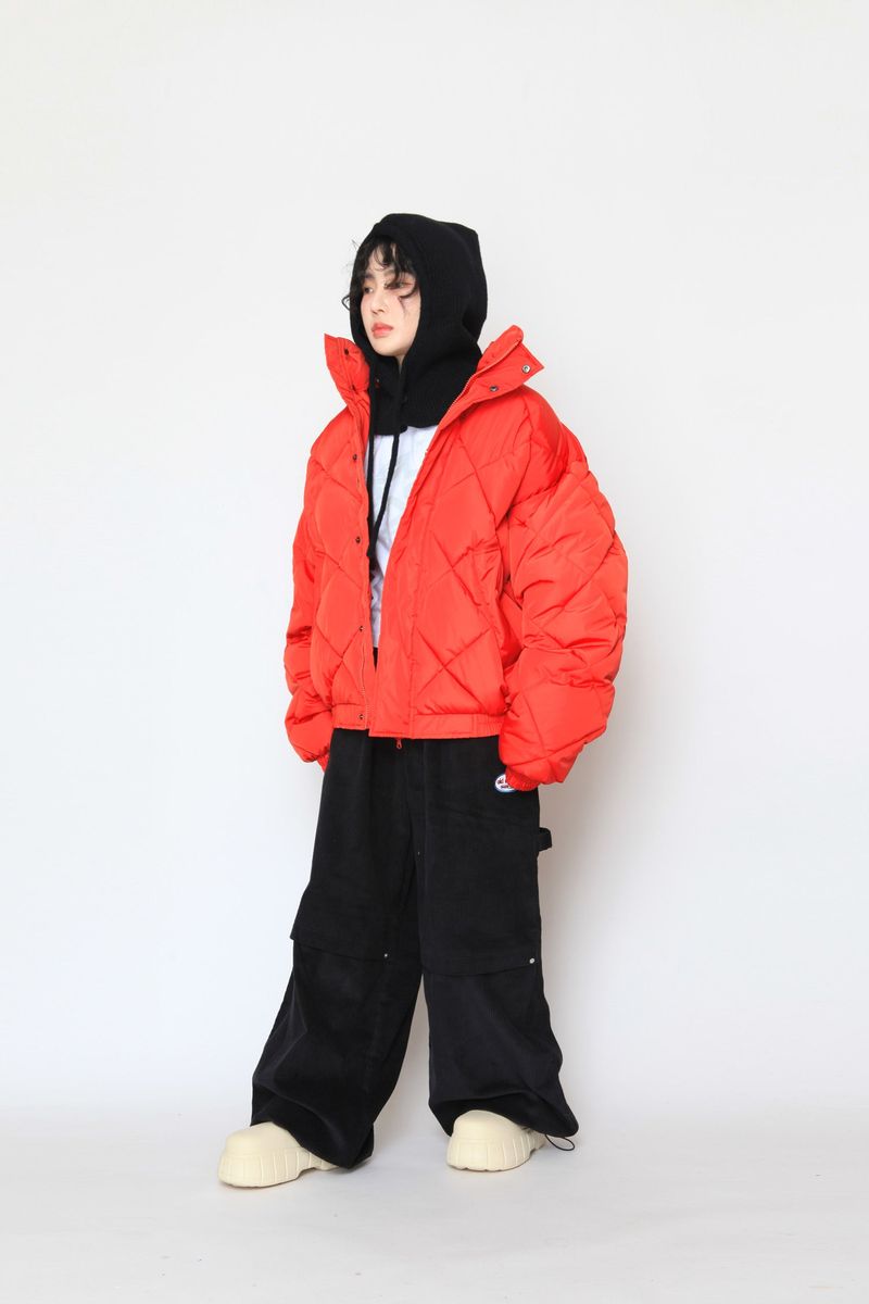high-neck quilting padded jumper