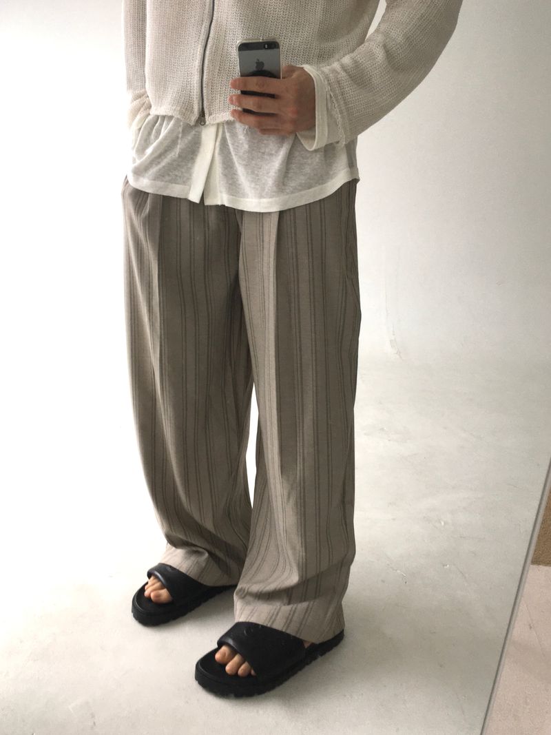 stripe banding rayon slacks(2colors)