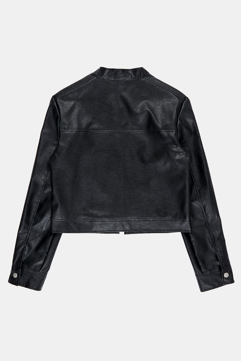 Minimal zip-up crop leather jacket