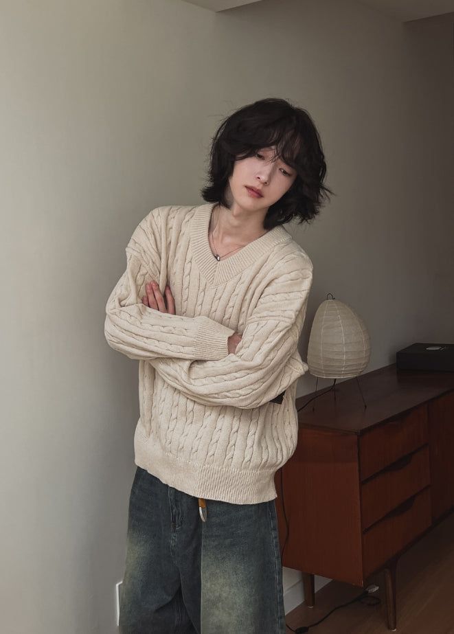 Little V-neck Cable Knit