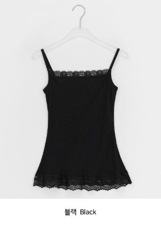 Yoka Lace Ribbed Layered String Sleeveless