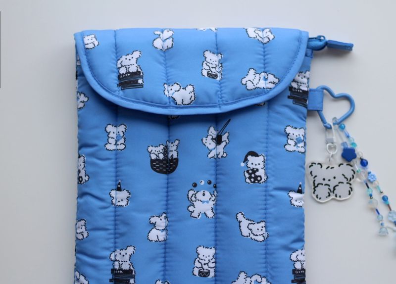 Padded Pouch Laptop Tablet Pouch White Dog