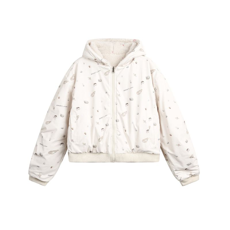 Ribbon Reversible Fleece Hoodie Jacket