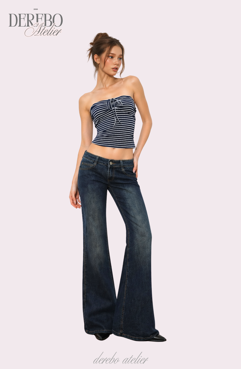 deep blue flow bootcut denim pants, regular (REGULAR)