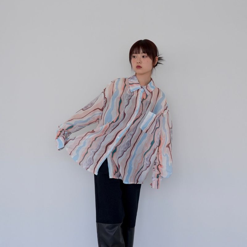 pastel marble sheer shirt