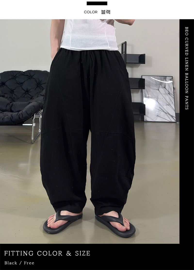 Beo Curved Linen Balloon Pants