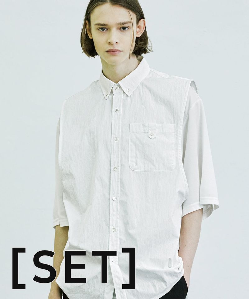 S SY(エスエスワイ)の「scoop sleeveless nylon shirt & modal tshirt set white(Tops)」