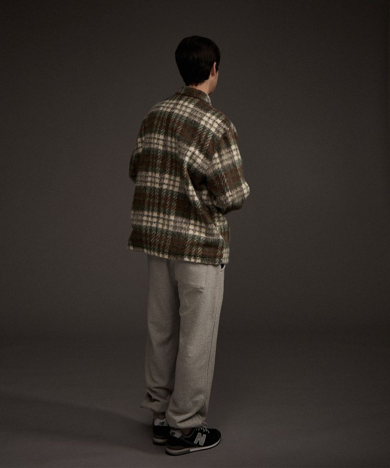 COZY HAIRY CHECK JACKET KHAKI