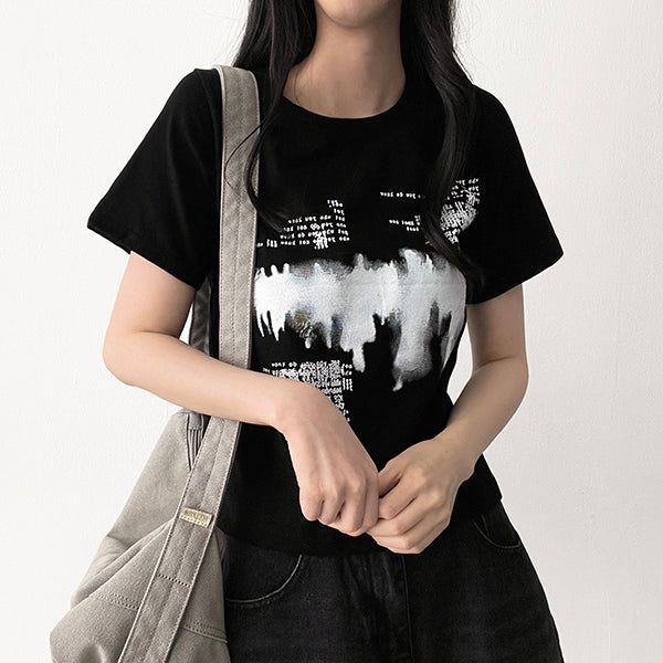 E-Tion lettering short-sleeved T-shirt