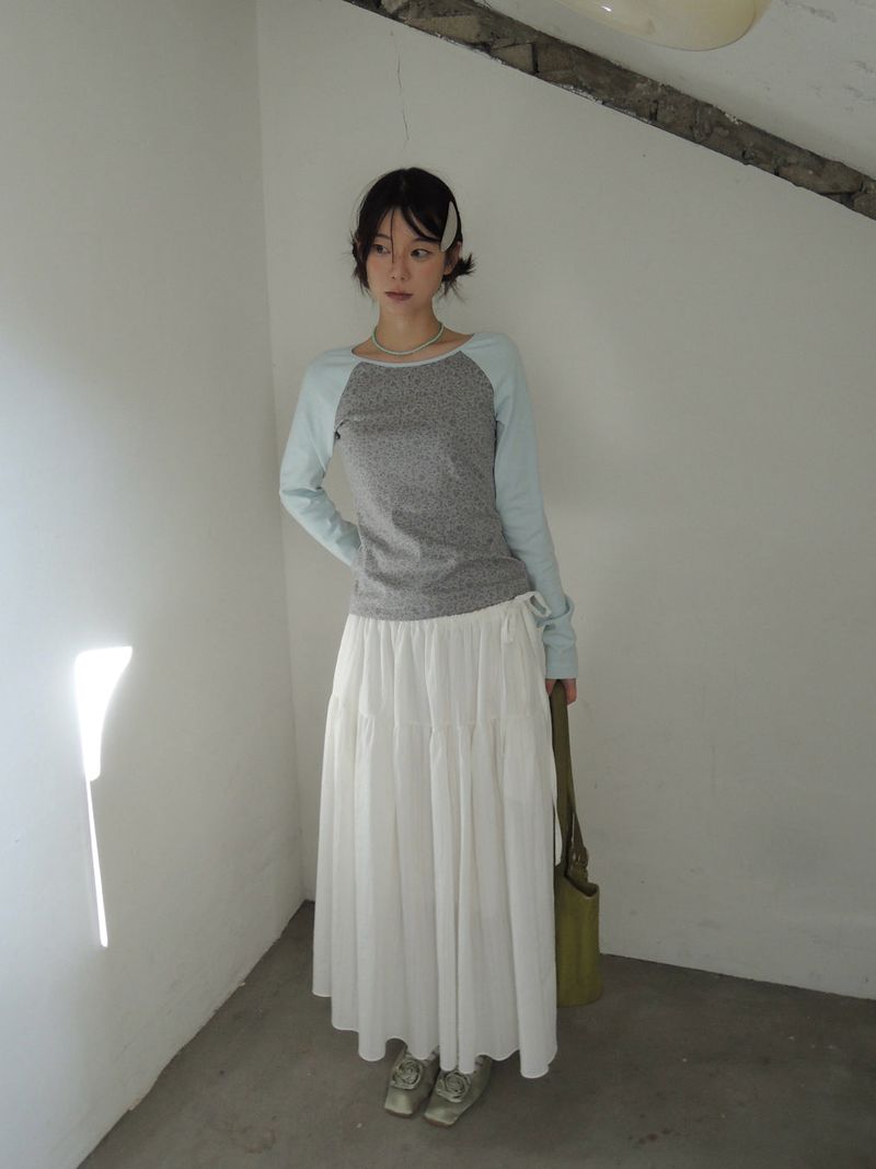 [prts made] フラワーベースボールTシャツ (ミントソーダ)