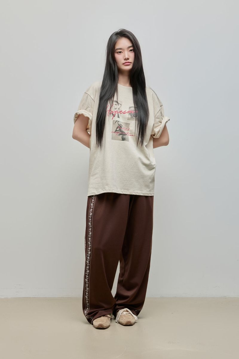 Embroidered Track Pants_Brown