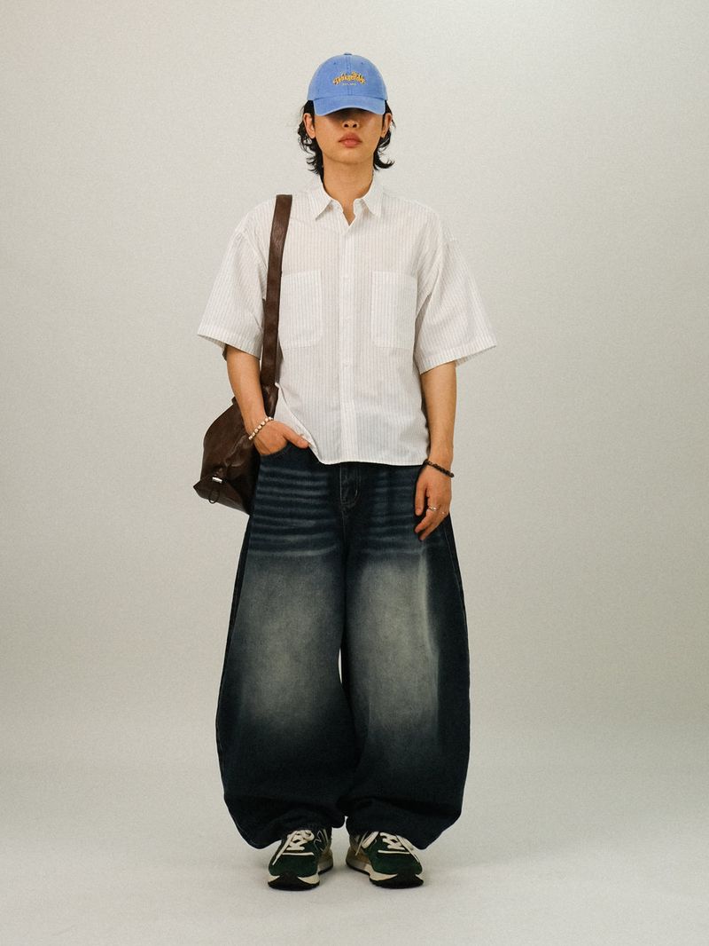 PU Stripe Crop Half Shirts