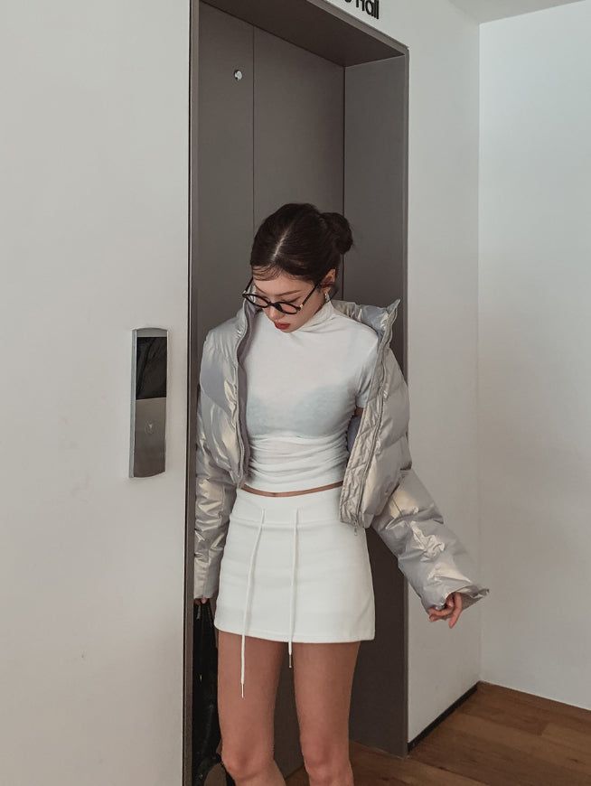 Terry Two Way Diagonal Glossy Crop Padding