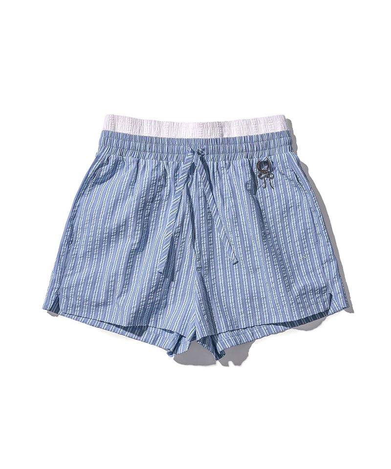 Striped Layered Boxer Shorts - Sky blue
