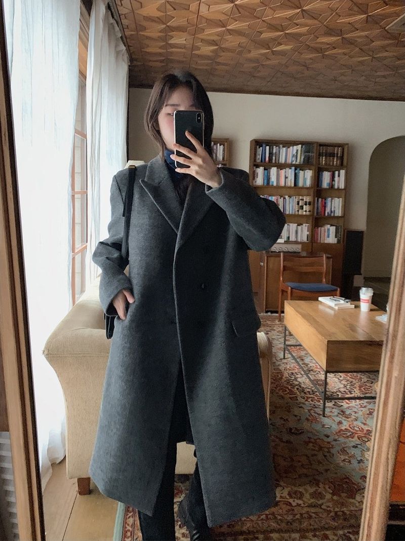 Modern Twill Overfit Wool70 Long Coat (2color)